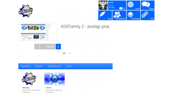 Fragment strony głównej KDEFamily.pl